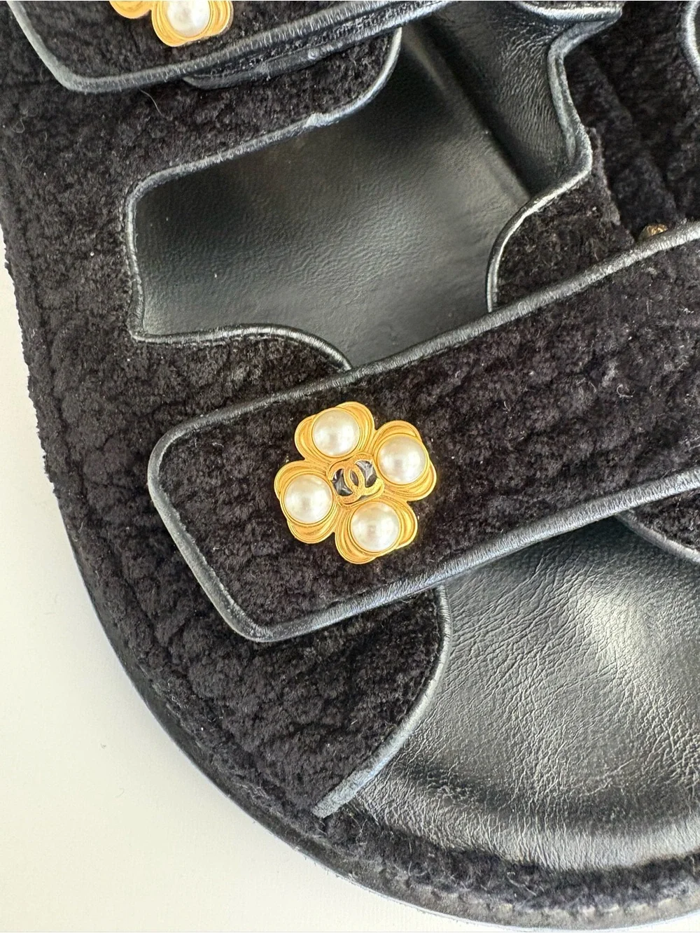 Auth CHANEL Tweed Velcro Dad Sandals